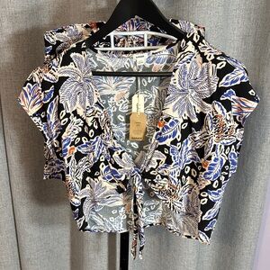 Black and Blue Floral Top w/Matching Shorts Size L